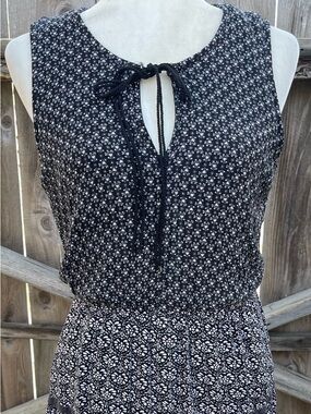 LC Lauren Conrad Black Dress with White Print Trim